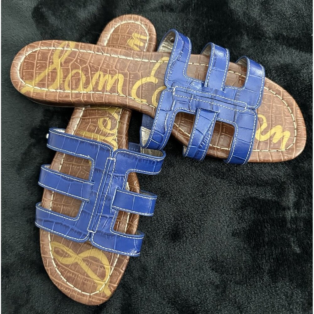 Sam Edelman Bay Sandals Blue Royal Leather Size 9.5